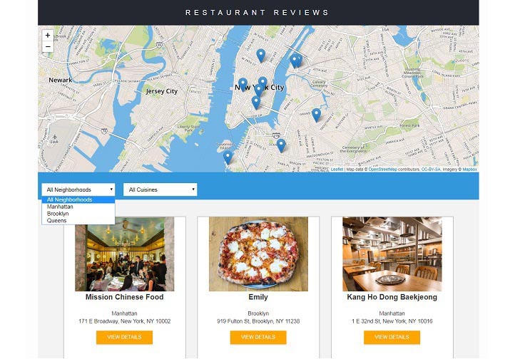 Screenshot project Restaurant review app